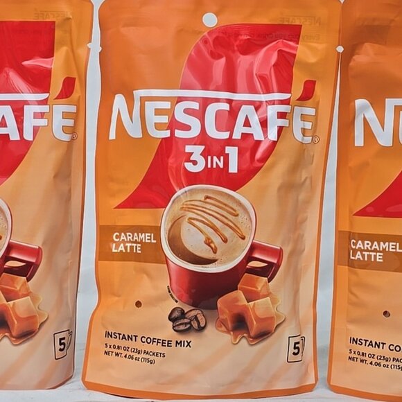 3 PACK Nescafé 3-1 Carmel Latte Instant Coffee Mix 4.06 Oz 15 packets total - Picture 2 of 6
